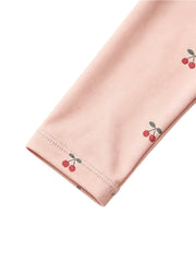 Girls' & Toddlers' Swimsuit: Cherry Print, One-Piece, Long-Sleeve, Sun-Protective, Quick-Drying Swimwear