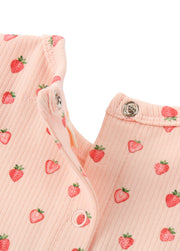 Baby Strawberry Print Ribbed One-Piece