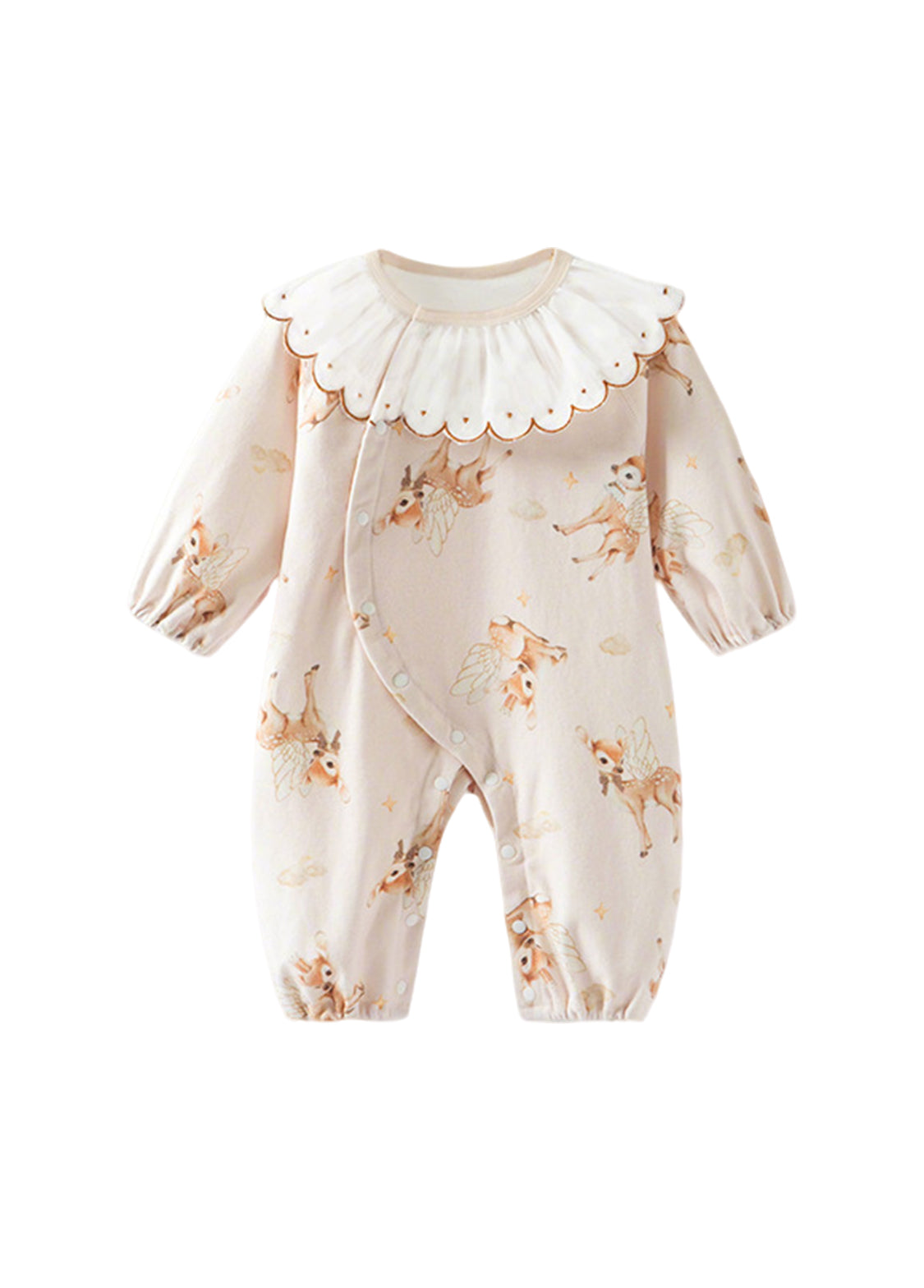 Baby Girls Cute Bamboo Fiber Floral Cartoon Print Dollar Collar Romper