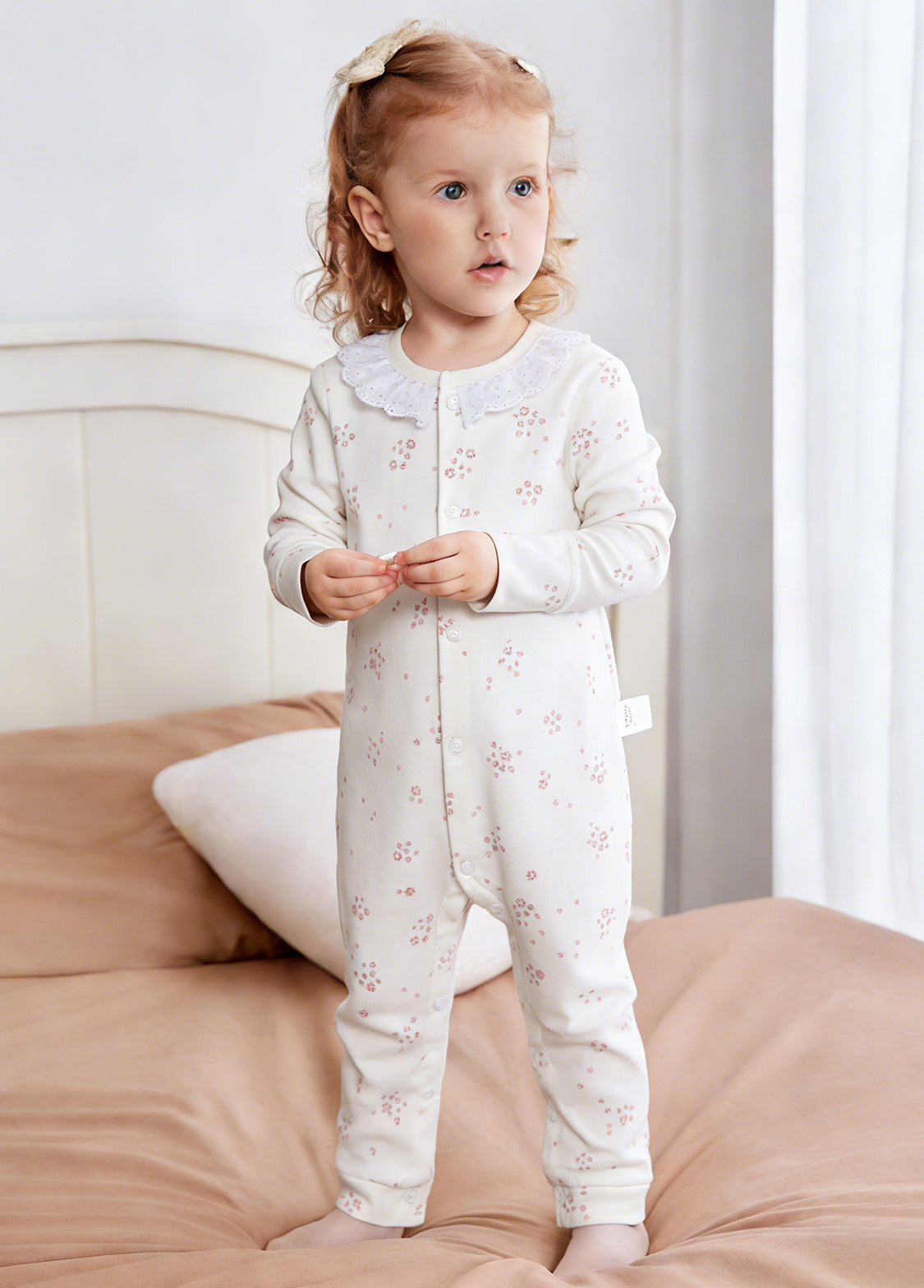 3-Pack Baby Girl Cotton Cute Printed Long-Sleeved Romper