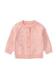 Girls Bow Knit Cardigan Sweater