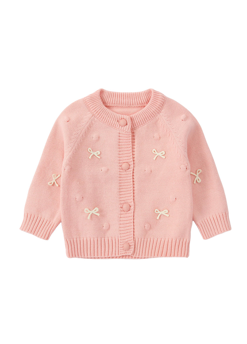Girls Bow Knit Cardigan Sweater