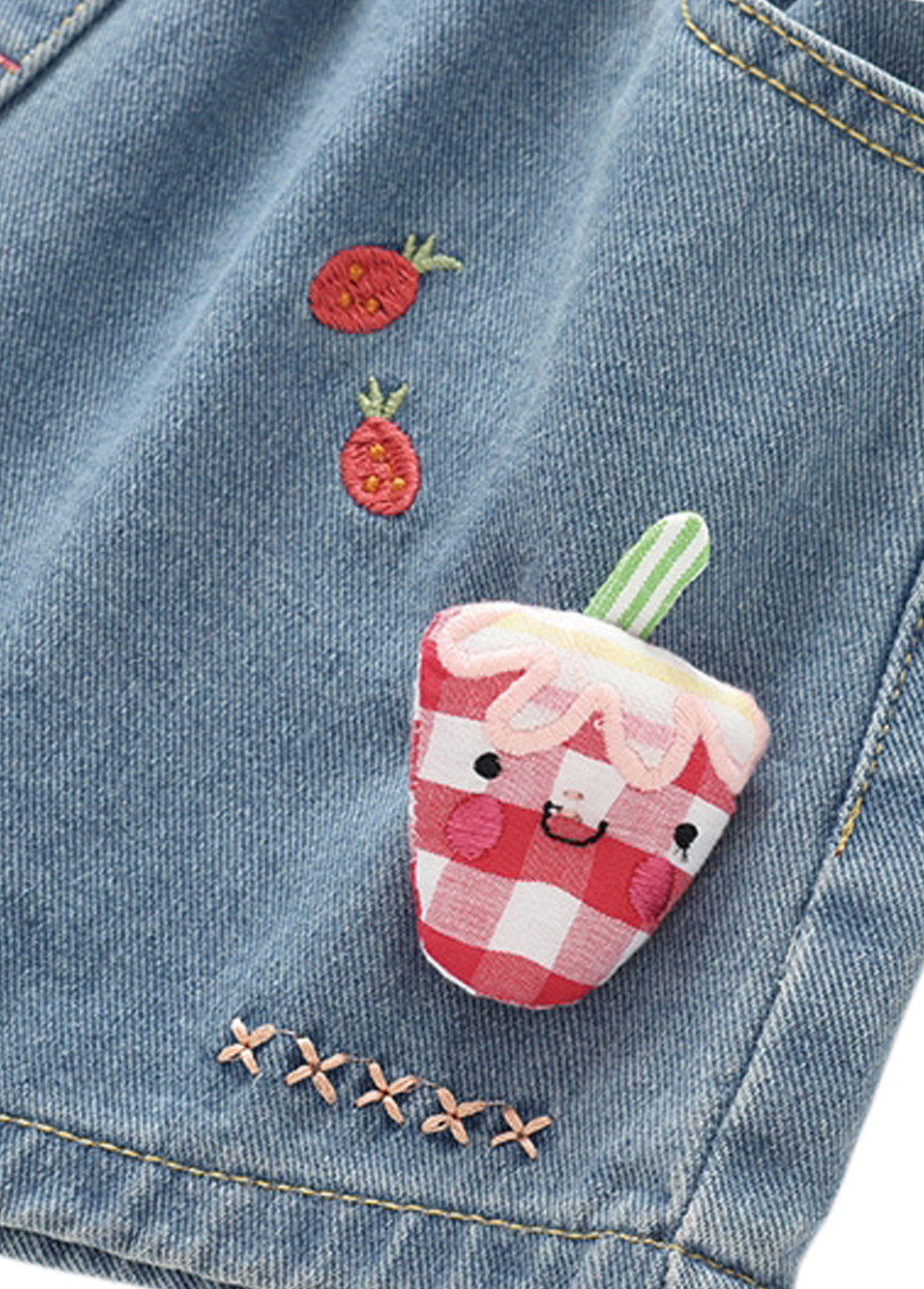 Girls Cotton T-Shirt & Denim Shorts Two-Piece Set