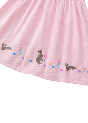 Girls Cartoon Bunny Cotton Blend Dress