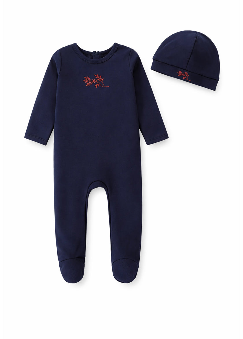 Baby Cotton Footed Romper with Hat