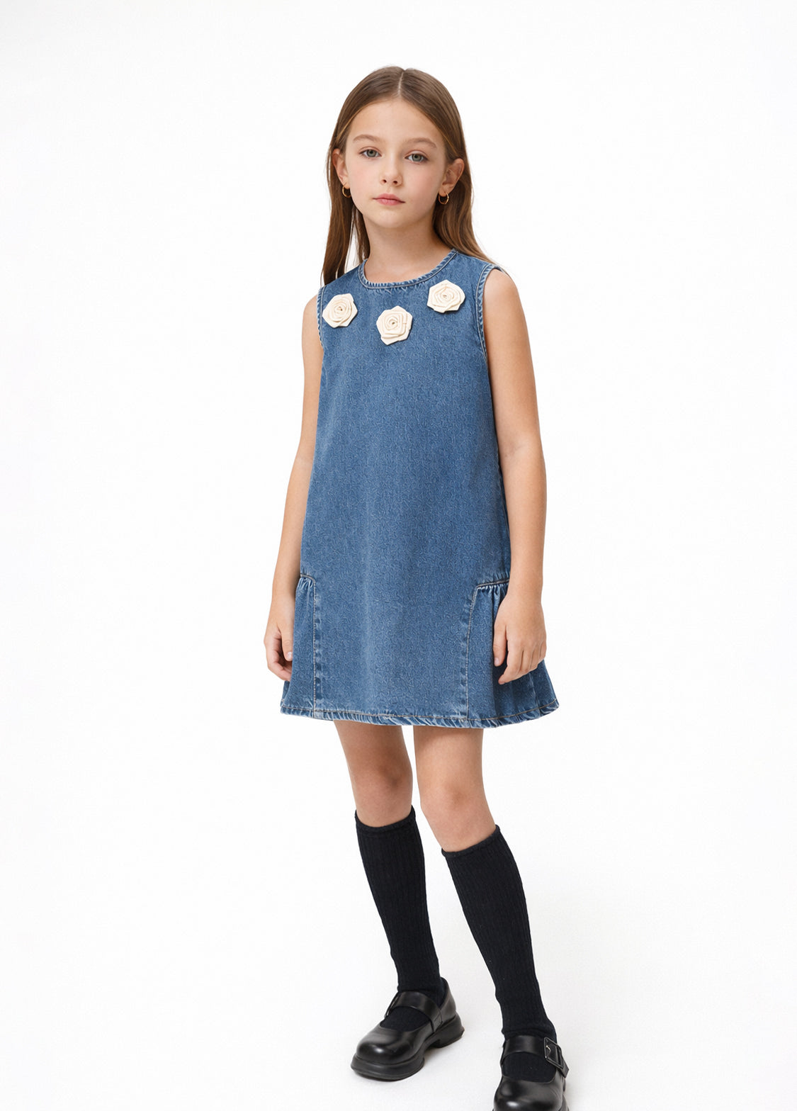 Girls Denim Sleeveless Dress