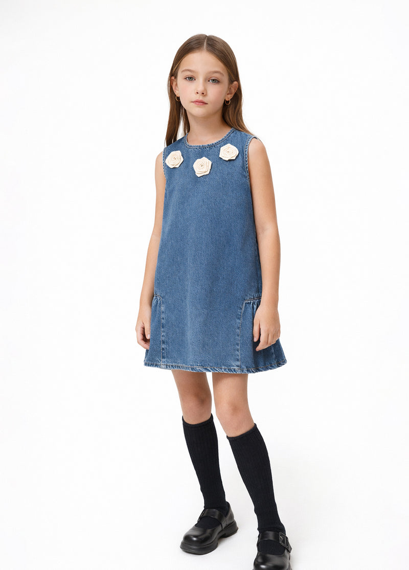 Girls Denim Sleeveless Dress