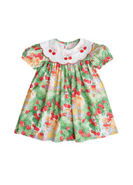 Girls Cherry Printed Cotton Dress