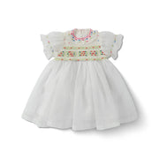 Girls Embroidered Flutter Sleeve Dress