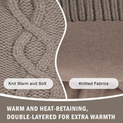 Grey Cable Knit Bear Beanie Hat