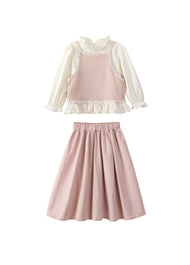 Girls Cotton Two-Piece Skirt Set