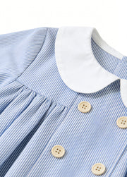 Girls' Casual Navy Striped Dress