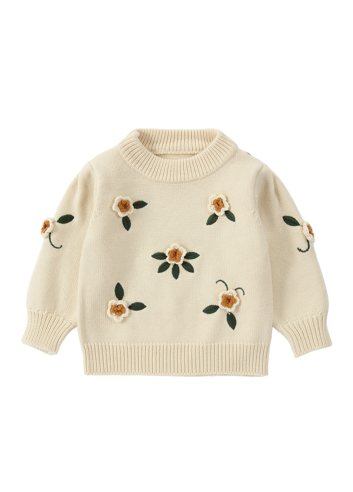 Girls Floral Embroidered Knit Sweater