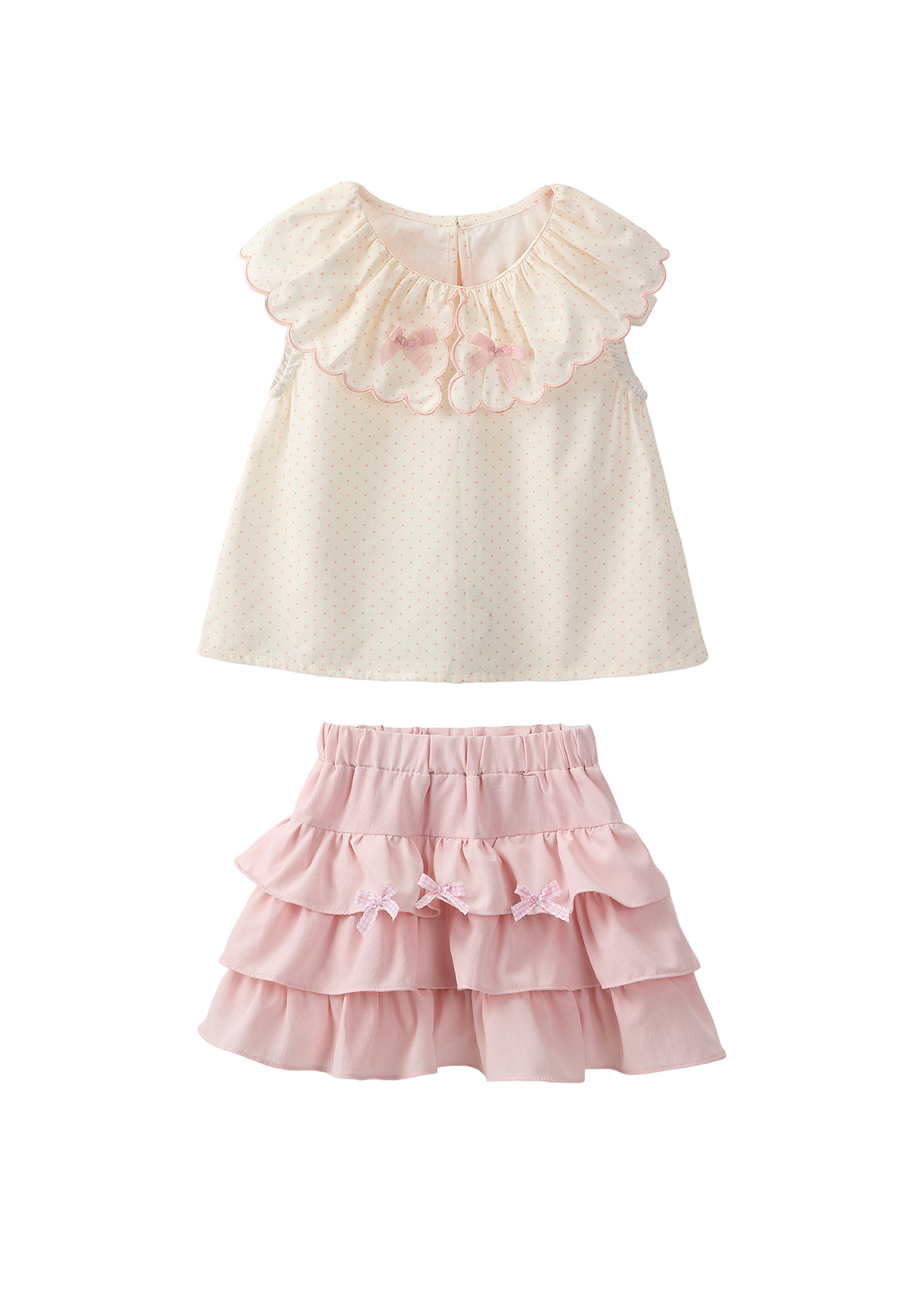 Girls Cotton Bow Two-Piece Set