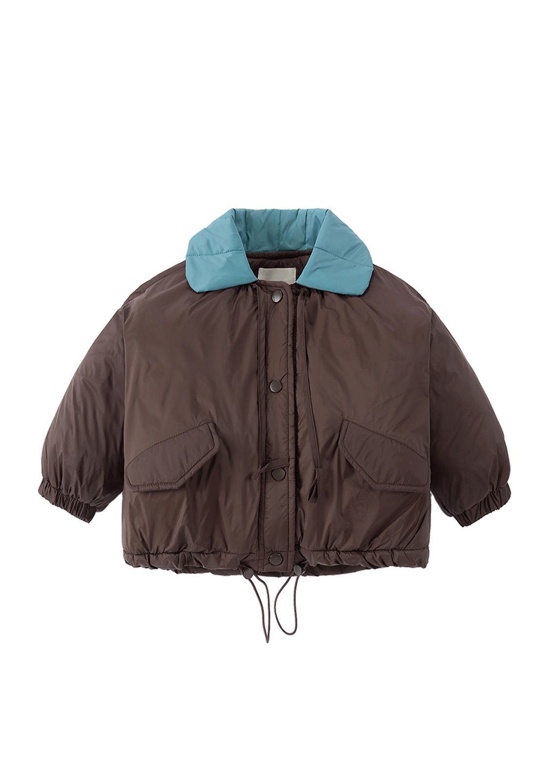 Girls Contrast Collar Puffer Jacket