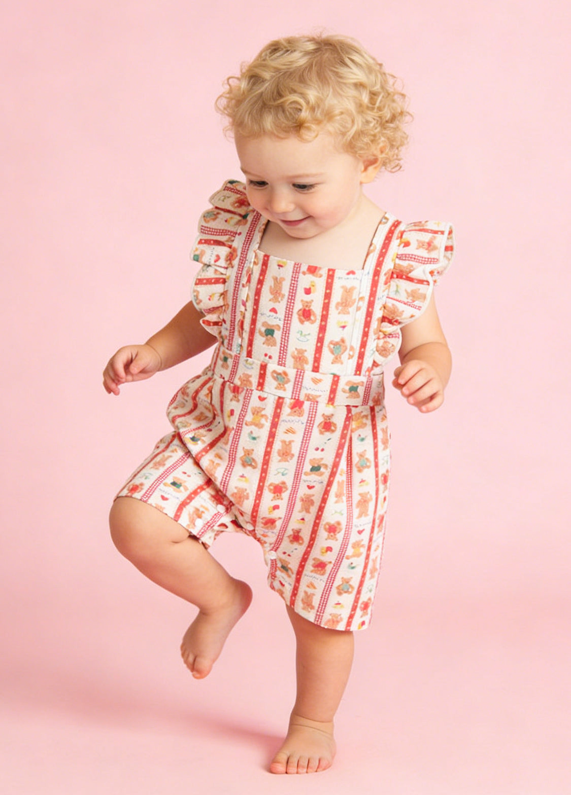 Baby Bear Print Cotton Romper