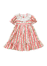 Girls Cotton Lace Rabbit & Carrot Print Dress