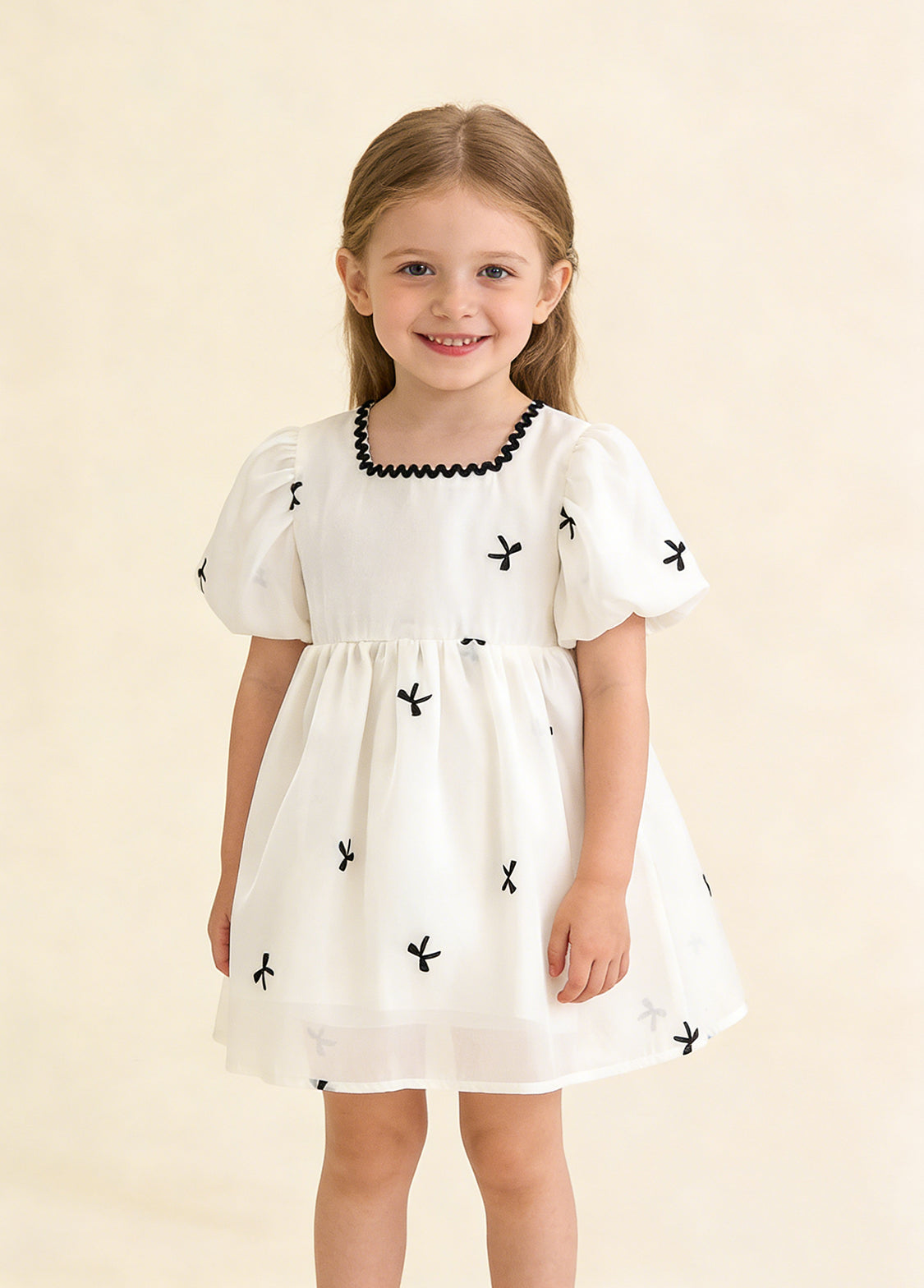 Girl Soft Cotton Bow Detail Dress