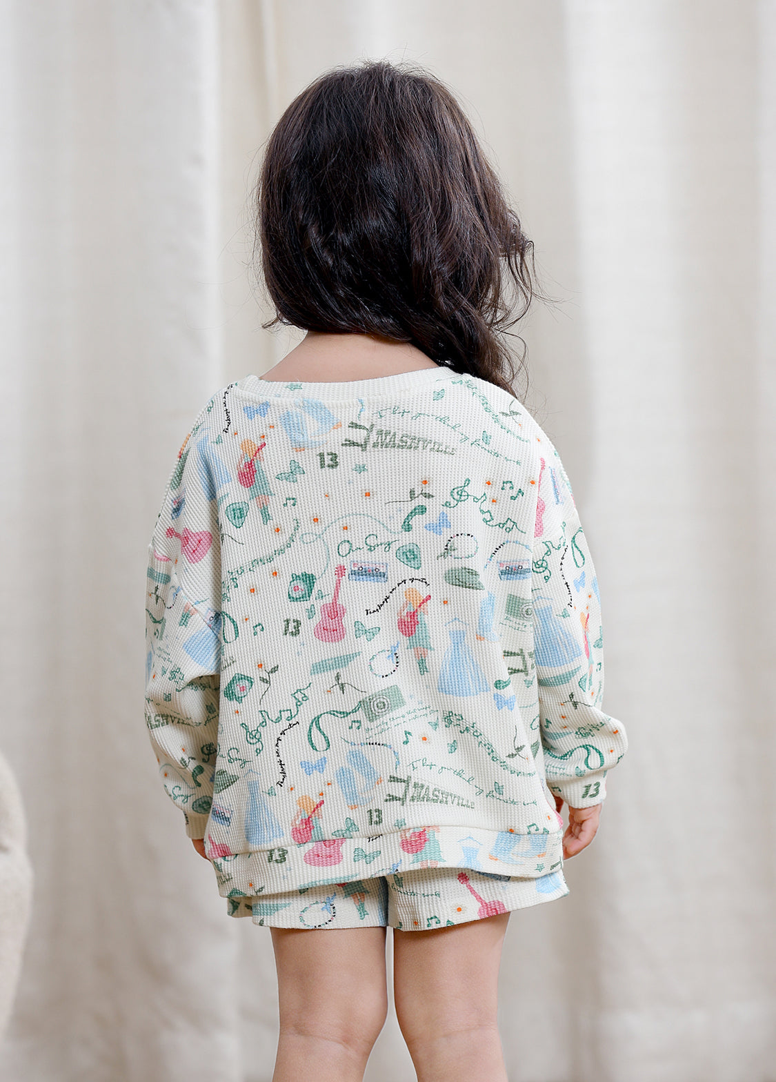 Kids Cotton Music Print Lounge Set