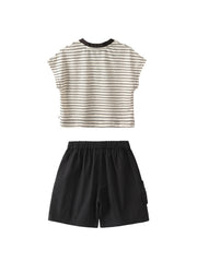 Boys Striped Cotton Two-Piece Set