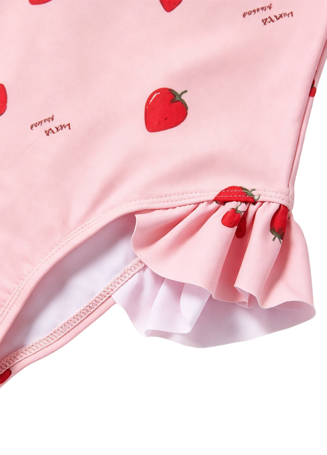 Girls' & Toddlers' Swimsuit — Strawberry Print, One-Piece, Long-Sleeve, Sun-Protective, Quick-Drying