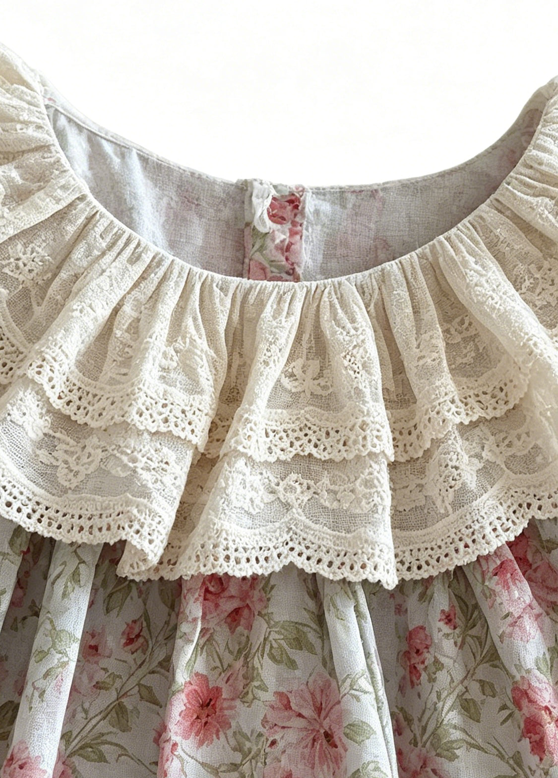 Girls Sweet Floral Dollar Collar Dress With Headband