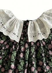 Girls Sweet Floral Dollar Collar Dress With Headband
