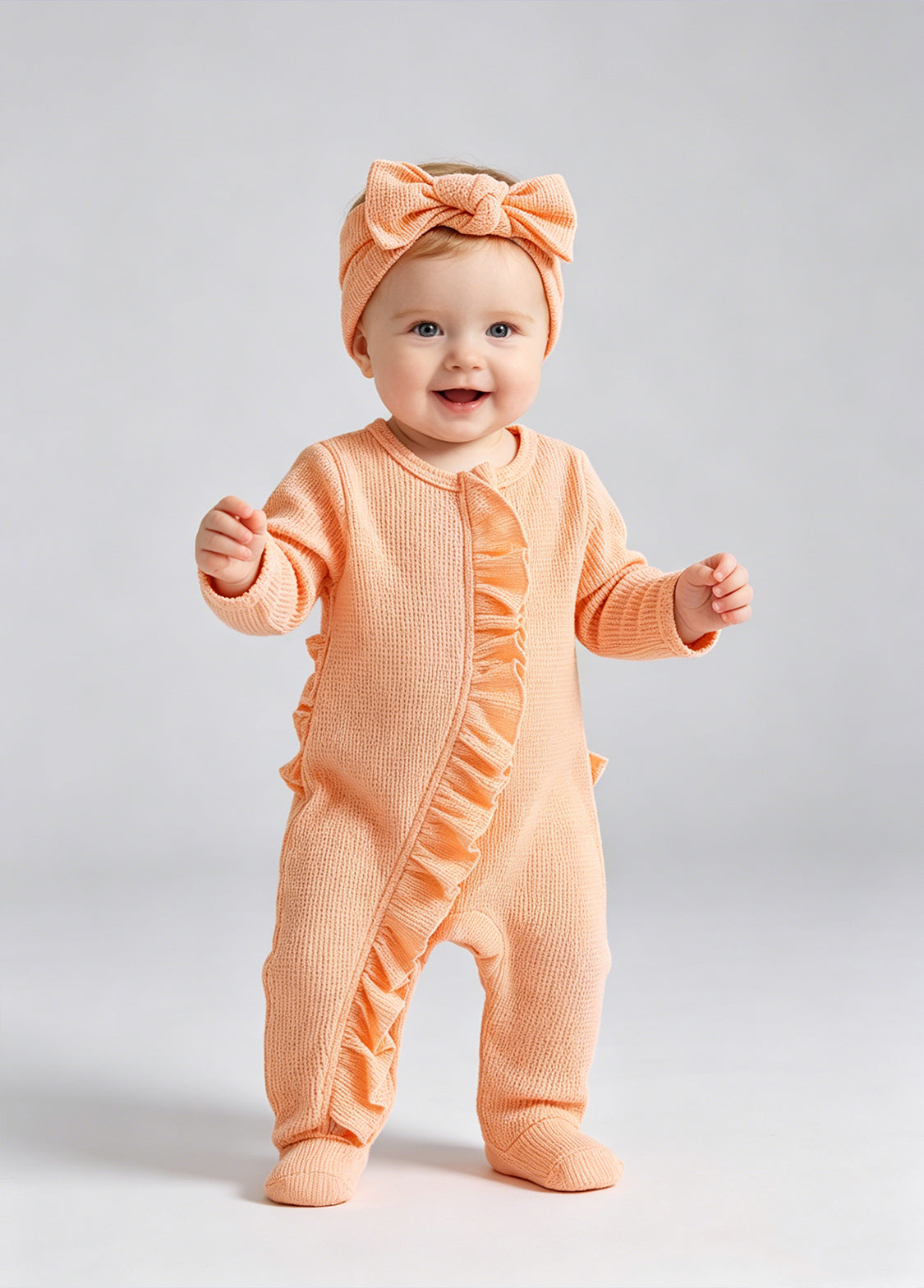 Baby Girl  Cute Ruffled Romper With Headband