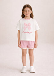 Girls Cotton Stretch Bow Summer Set