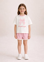 Girls Cotton Stretch Bow Summer Set