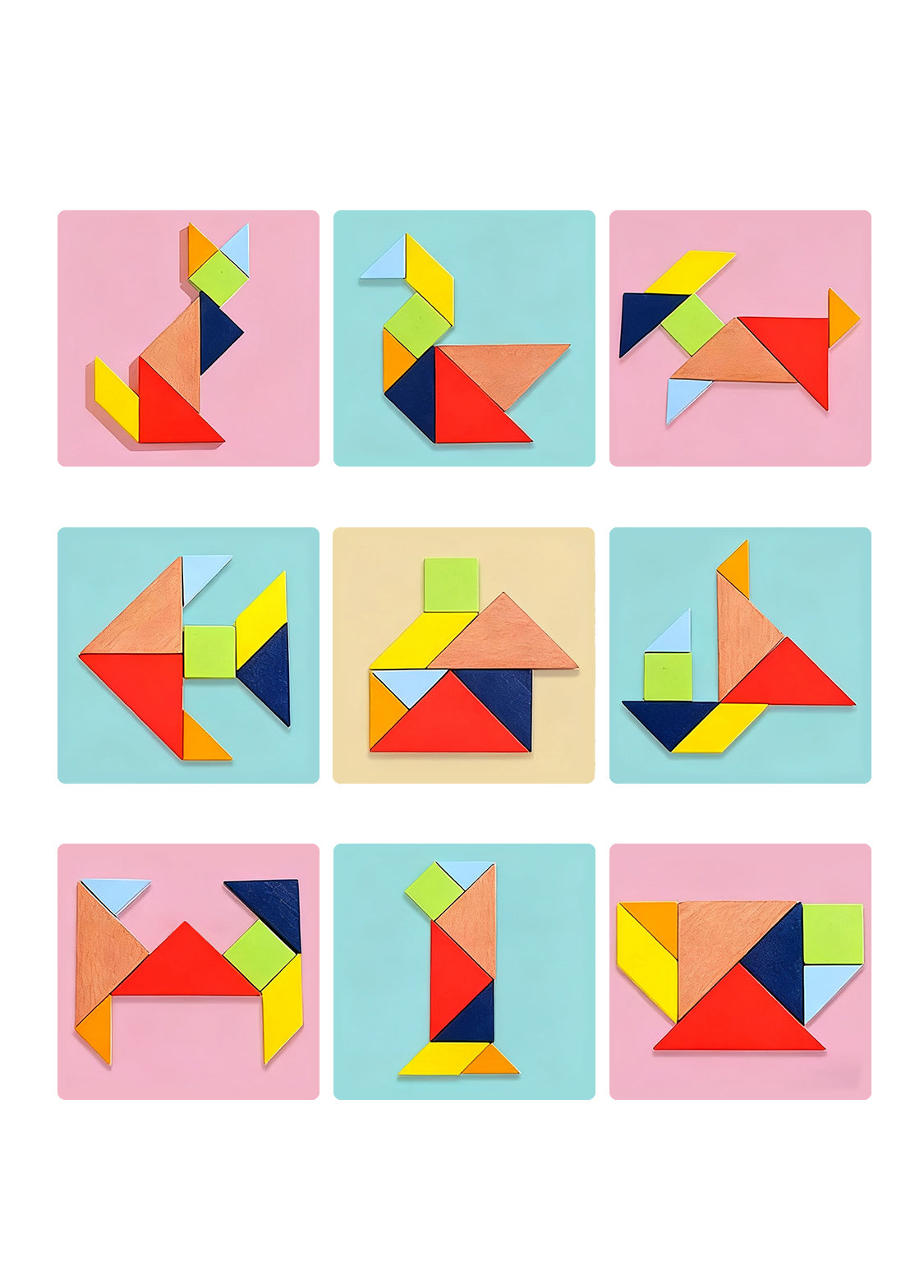 Kids Wooden Tangram Puzzle Shape Toy