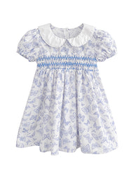 Girl Sweet Butterfly Print Puff Sleeve Dress