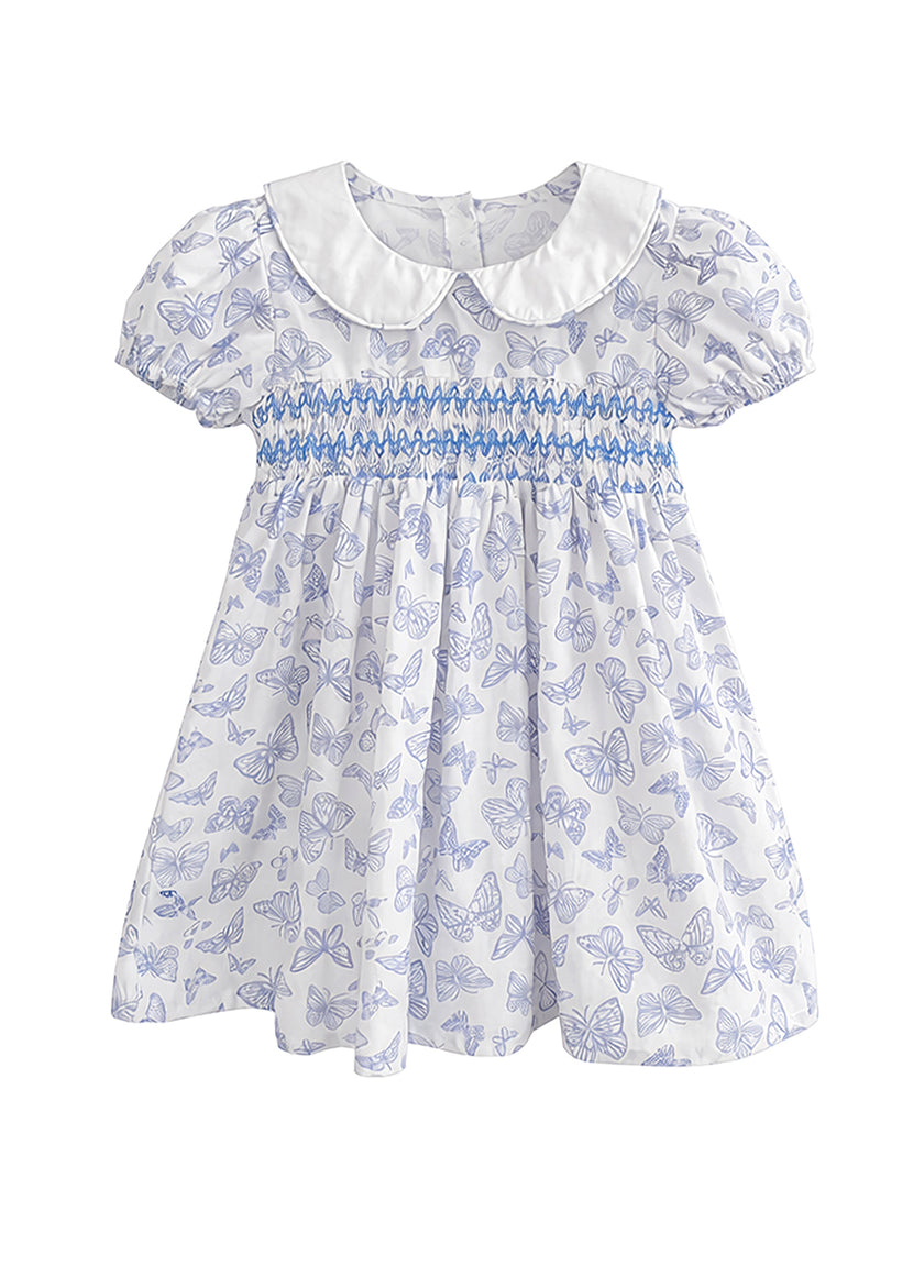 Girl Sweet Butterfly Print Puff Sleeve Dress