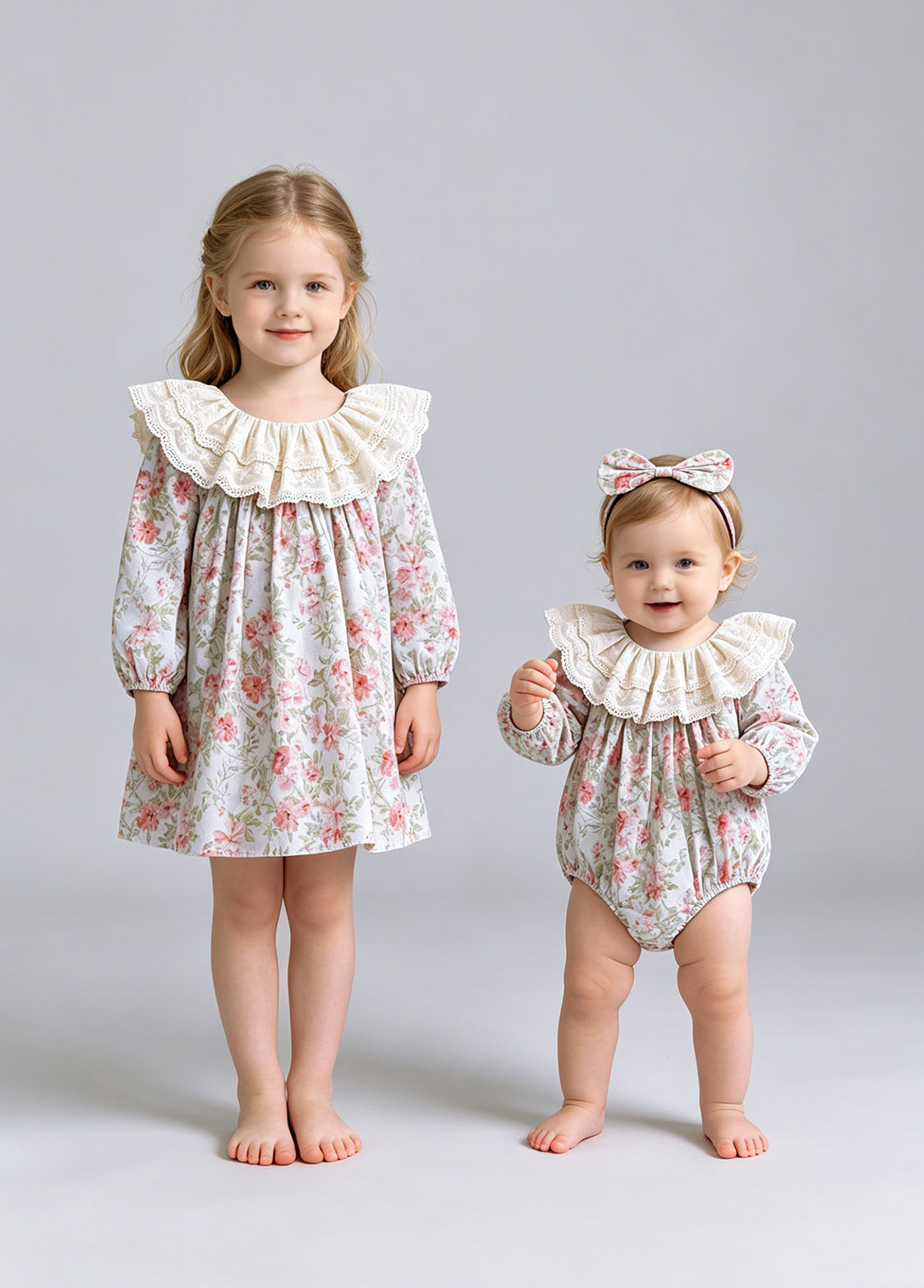 Baby Girls Retro Floral Dollar Collar Romper