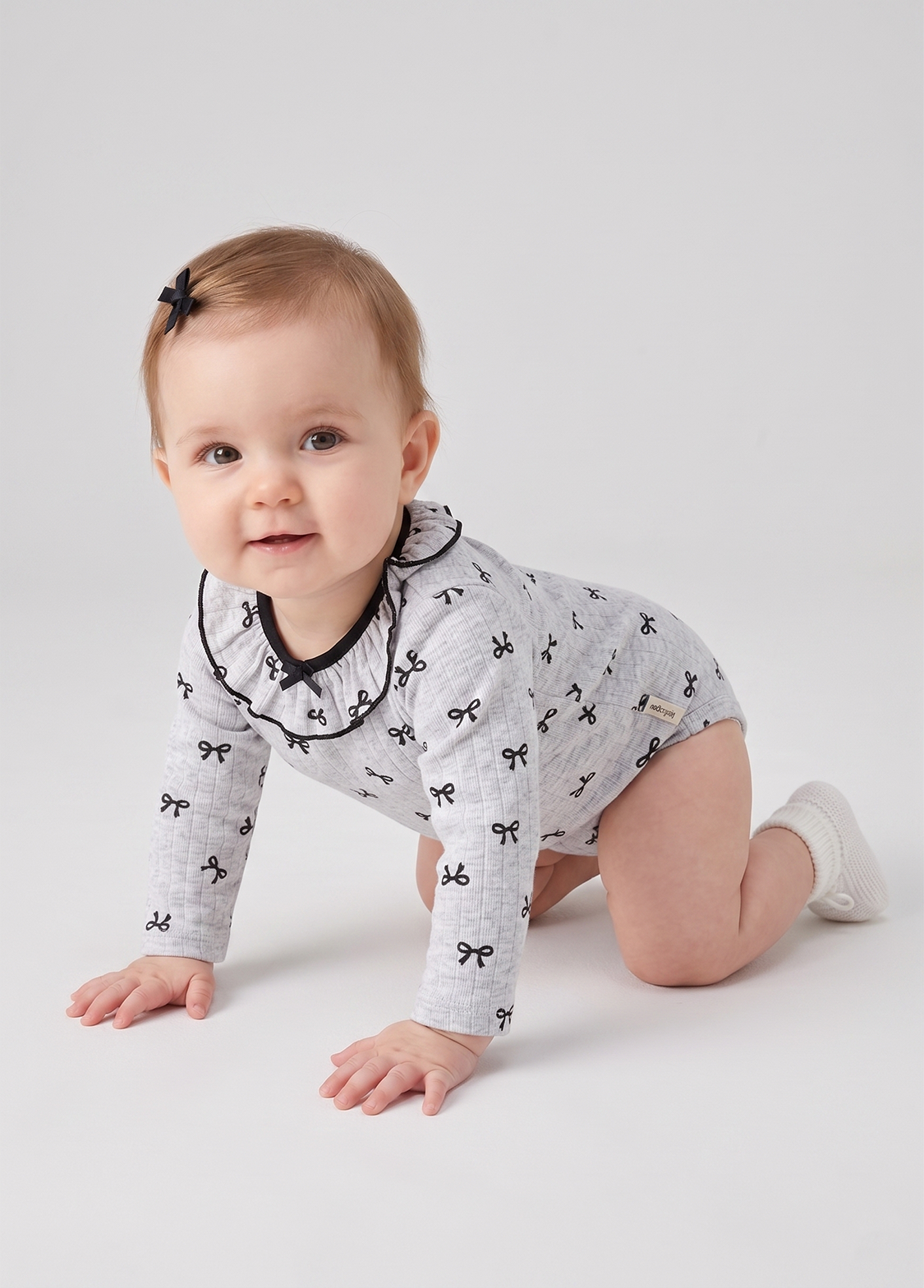 Baby Bow Print Cotton Bodysuit