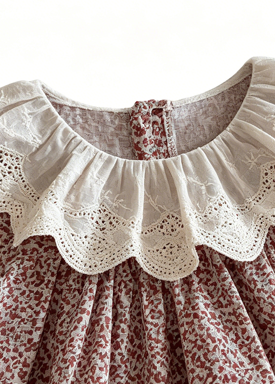 Girls Sweet Floral Dollar Collar Dress With Headband