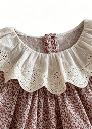 Girls Sweet Floral Dollar Collar Dress With Headband
