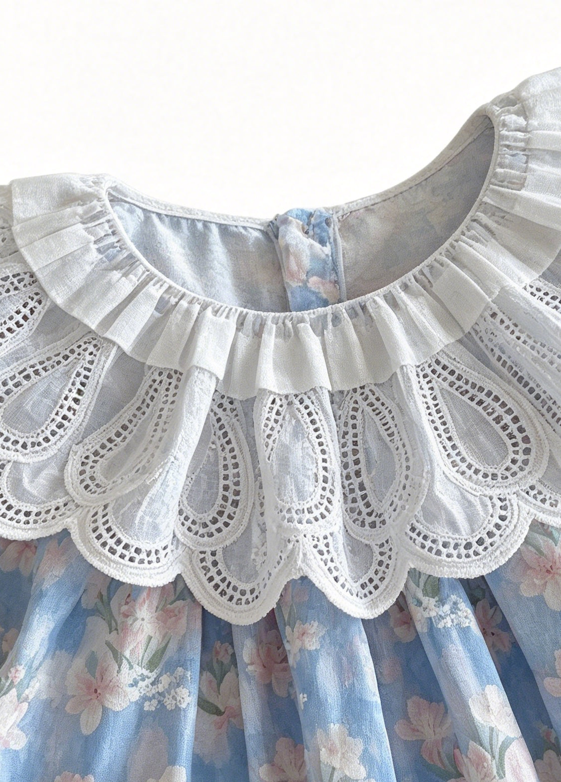Girls Sweet Floral Dollar Collar Dress With Headband