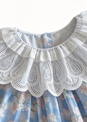 Girls Sweet Floral Dollar Collar Dress With Headband