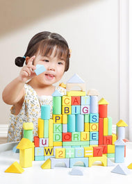 Kids Wooden Alphabet Building Blocks Set