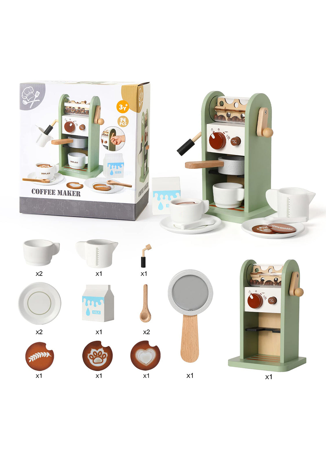 Kids Wooden Coffee Maker Pretend Play Set