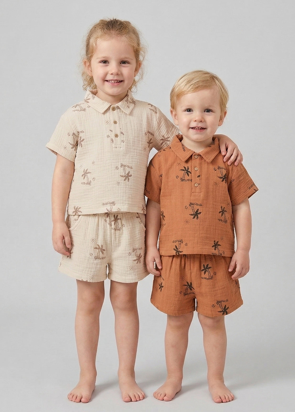 Girls' Lightweight Pure Cotton Gauze Summer Set