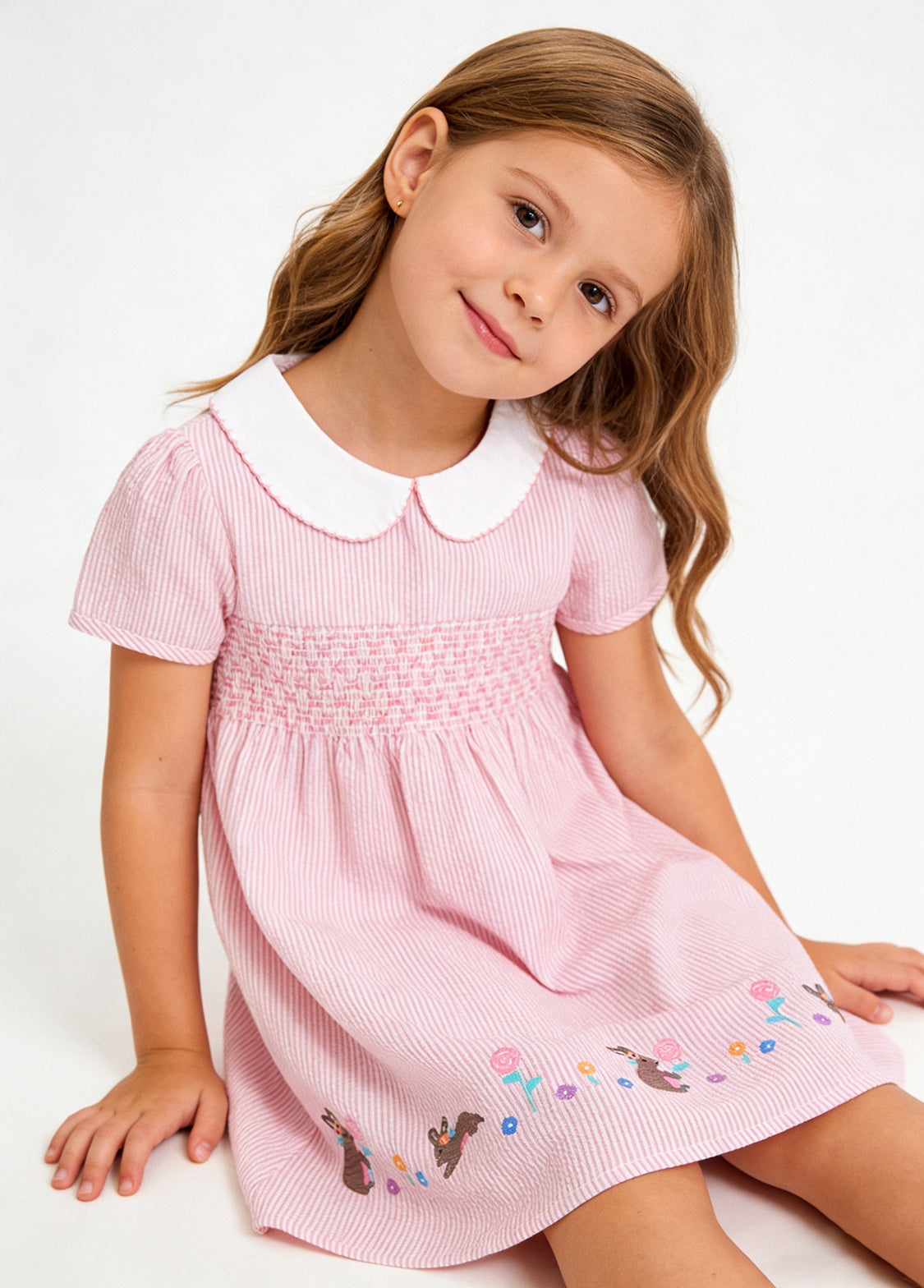 Girls Cartoon Bunny Cotton Blend Dress