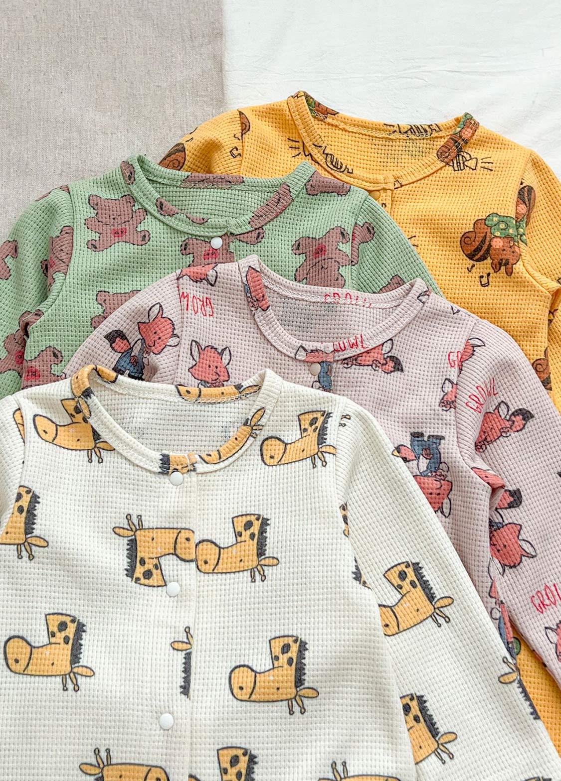 Baby Cute Cartoon Print Long-sleeved Romper With Hood