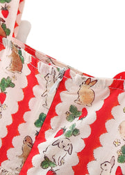 Girls Bunny Print Ruffle Cotton Suspender Dress