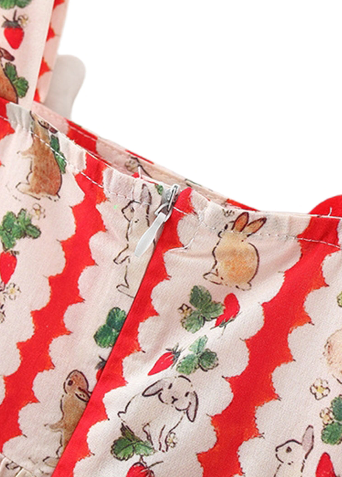 Girls Bunny Print Ruffle Cotton Suspender Dress