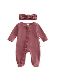 Baby Girl  Cute Ruffled Romper With Headband