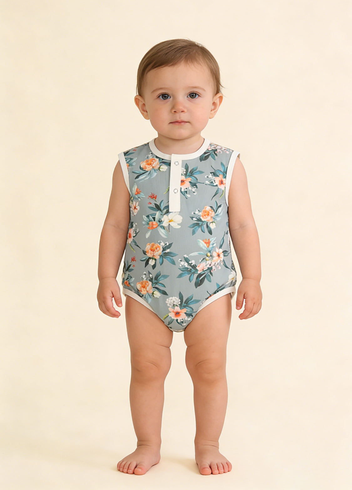 Baby Boy's Bamboo Fiber Sleeveless Summer Romper (Lightweight, Printed)