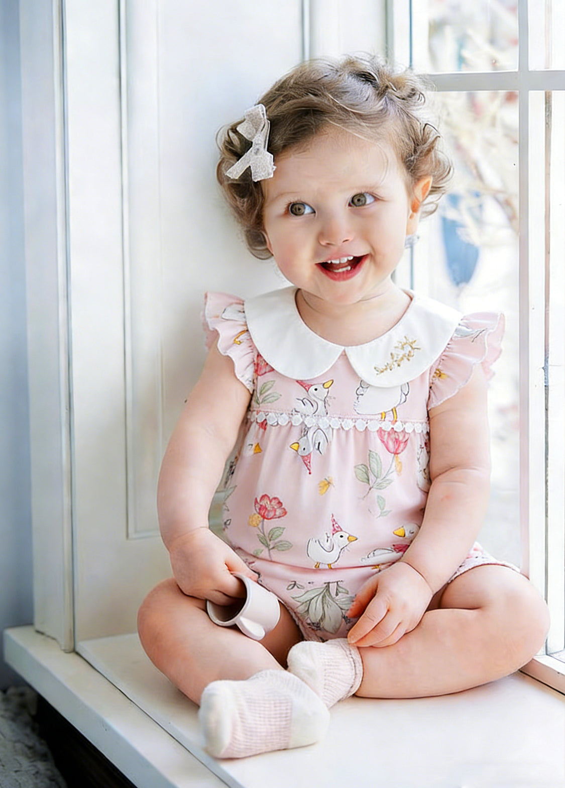 Baby Girl Bamboo Blend Flutter Romper