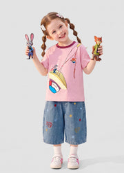 Girls Summer Denim Shorts Kids Loose Fit Colorful Star and Cute Dog Printed Casual Jean Shorts